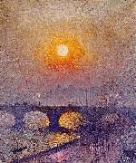 Emile Claus Sunset over Waterloo Bridge Sweden oil painting artist